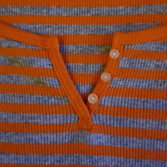 Faded Glory Women's Plus 18W/20W Pullover Short Sleeve Top, Orange and Gray - Picture 4 of 6